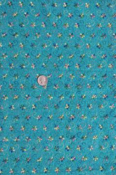 catalog photo of eyelet embroidered felt yardage, vintage felt fabric w/ multi-colored embroidery