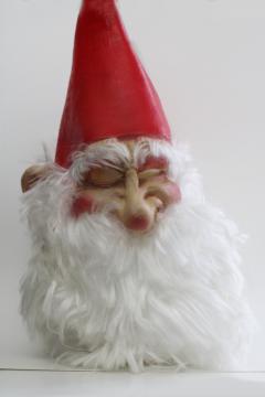 Old Gnome Or Dwarf Vintage Hard Plastic Doll W Colored Felt Clothes