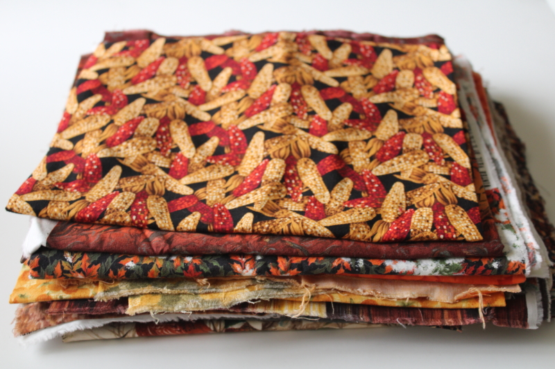 photo of fall colors assorted nature theme prints quilting cotton fabric lot, fat quarters, quarter & half yard pieces  #2