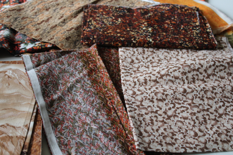 photo of fall colors assorted nature theme prints quilting cotton fabric lot, fat quarters, quarter & half yard pieces  #5