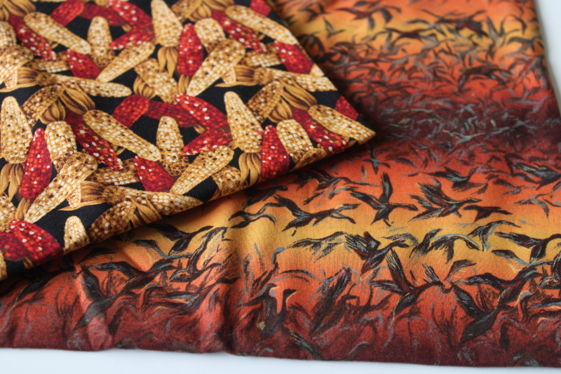 photo of fall colors assorted nature theme prints quilting cotton fabric lot, fat quarters, quarter & half yard pieces  #10