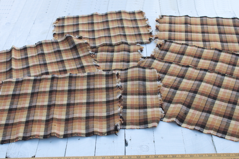 photo of fall colors table linens, set of eight plaid woven cotton placemats  #1