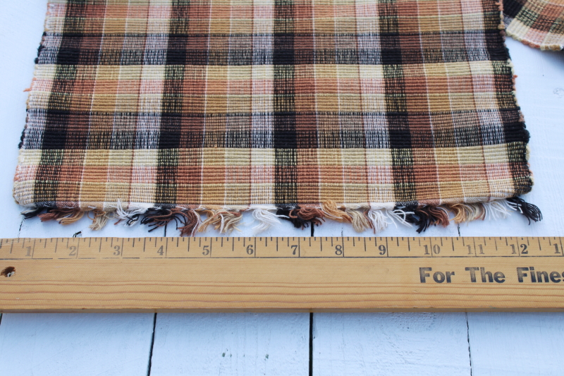 photo of fall colors table linens, set of eight plaid woven cotton placemats #3
