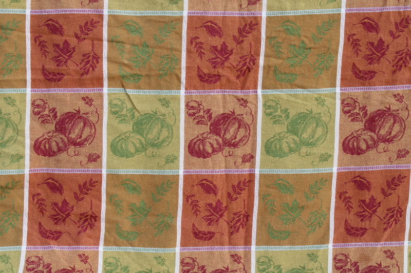 photo of fall harvest colors pumpkins jacquard cotton tablecloth, rustic style Halloween or Thanksgiving table #2