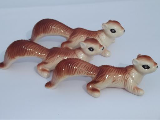 photo of family of squirrels, retro ceramic yard lawn ornaments or figurines #2