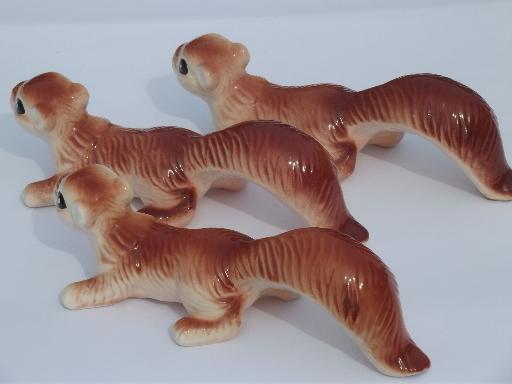 photo of family of squirrels, retro ceramic yard lawn ornaments or figurines #3