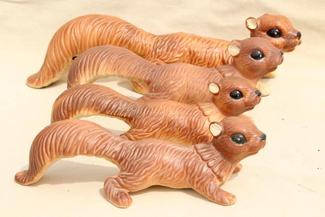 photo of family of squirrels, vintage made in Japan ceramic animals, figurines or lawn ornaments #4