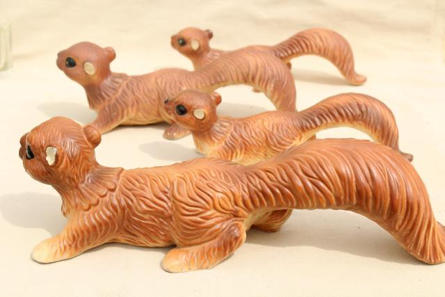 photo of family of squirrels, vintage made in Japan ceramic animals, figurines or lawn ornaments #6