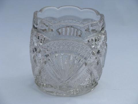 photo of fan pattern vintage pressed glass spooner? celery vase? rose bowl? ice bucket? #1