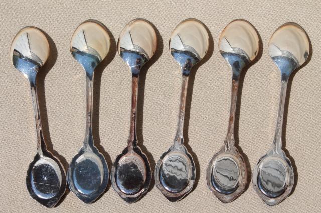 photo of fancy china cameo silver plate coffee spoons, vintage demitasse set #4