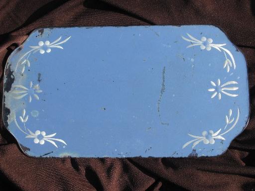 photo of fancy frameless mirror, shabby vintage wall hanging or table plateau #1