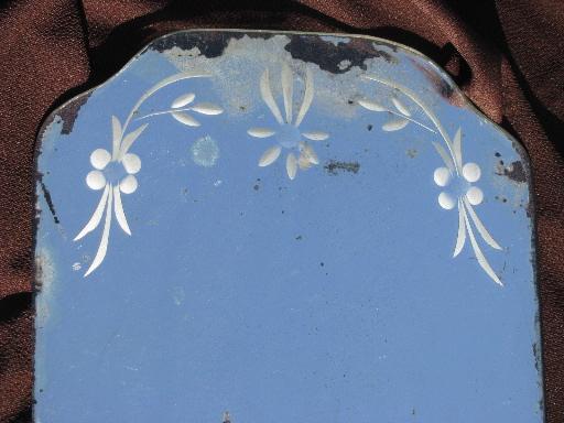 photo of fancy frameless mirror, shabby vintage wall hanging or table plateau #3