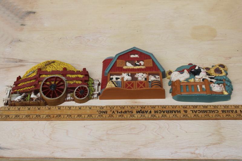 photo of farm country barn & animals Burwood vintage plastic wall hanging art plaques #8