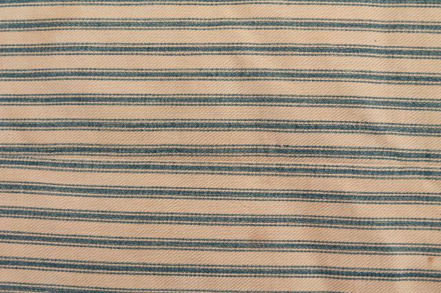 photo of farmhouse primitive vintage feather pillow w/ wide indigo stripe cotton ticking fabric #3