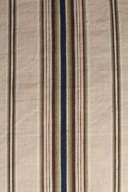 photo of farmhouse primitive vintage feather pillow w/ wide stripe brown cotton ticking fabric #3