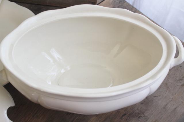 photo of farmhouse style vintage ceramic tureen w/ classic white ironstone style #5