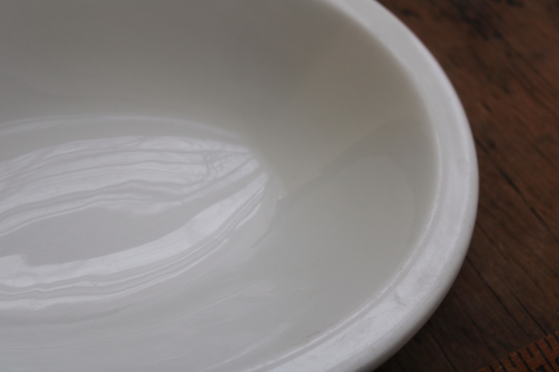 photo of farmhouse style vintage heavy white ironstone china oval bowl, Shenango restaurant ware #2