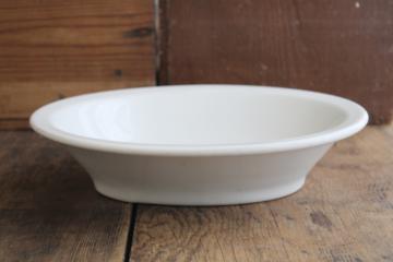 catalog photo of farmhouse style vintage heavy white ironstone china oval bowl, Shenango restaurant ware