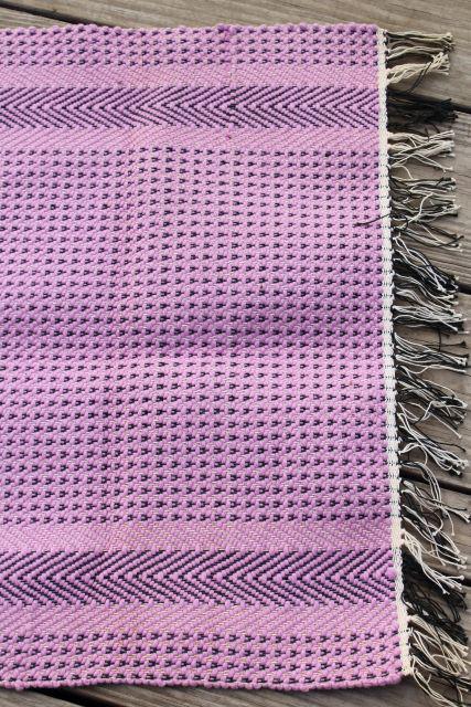 photo of farmhouse style vintage scatter rugs, woven cotton pink & lavender throw rugs #2