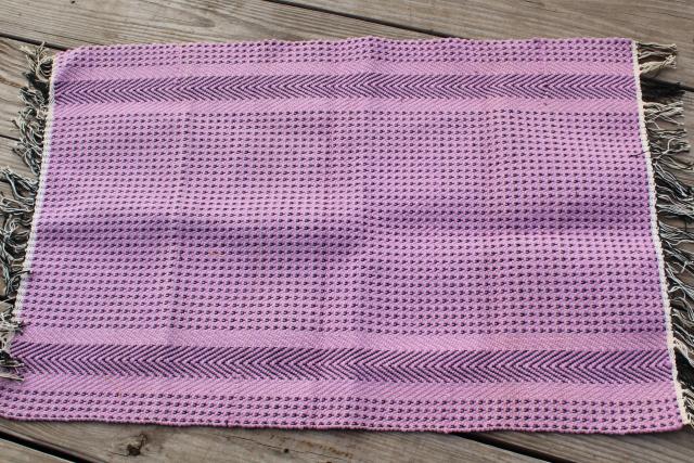 photo of farmhouse style vintage scatter rugs, woven cotton pink & lavender throw rugs #8