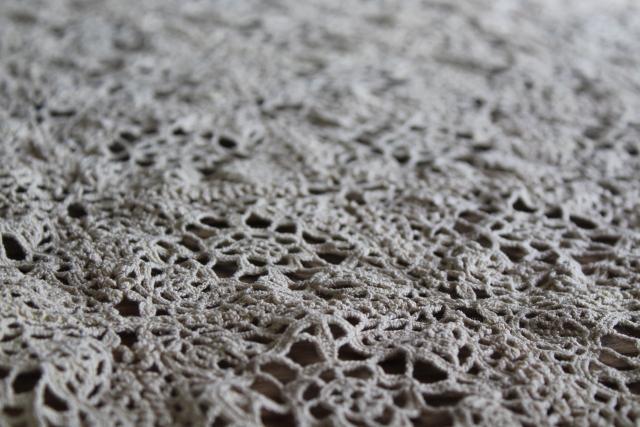 photo of farmhouse table vintage handmade crochet lace tablecloth topper centerpiece mat #4