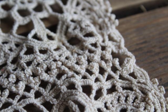 photo of farmhouse table vintage handmade crochet lace tablecloth topper centerpiece mat #7