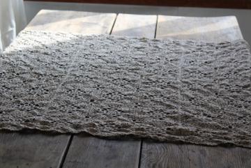 catalog photo of farmhouse table vintage handmade crochet lace tablecloth topper centerpiece mat