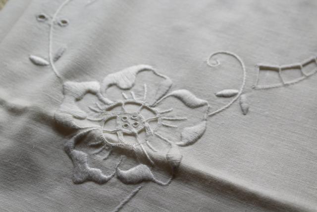 photo of farmhouse vintage all white cotton pillowcases w/ tatting & crochet lace edgings #2