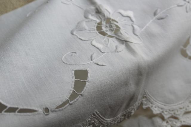 photo of farmhouse vintage all white cotton pillowcases w/ tatting & crochet lace edgings #4