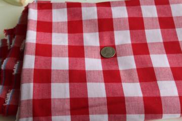 catalog photo of farmhouse vintage red & white checked cotton fabric, gingham w/ big checks