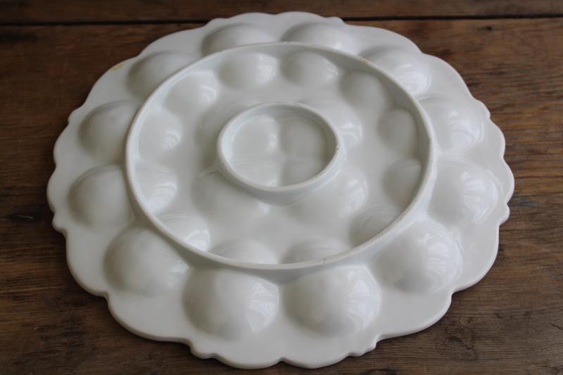 photo of farmhouse vintage white ironstone china egg plate, serving tray for deviled eggs #4