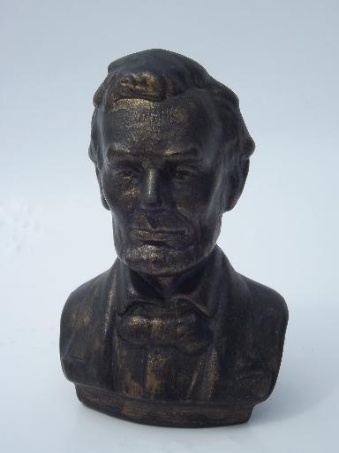 photo of faux bronze ceramic bust miniatures, busts of Washington and Lincoln #2