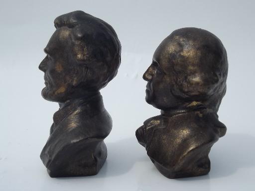 photo of faux bronze ceramic bust miniatures, busts of Washington and Lincoln #4