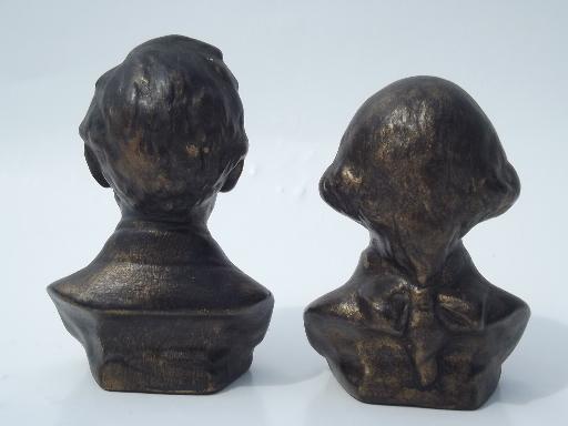 photo of faux bronze ceramic bust miniatures, busts of Washington and Lincoln #5