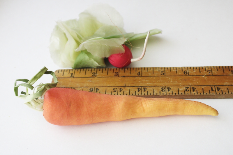 photo of faux silk spring garden vegetables, life size radish & carrot, french country style photo prop kitchen decor #2