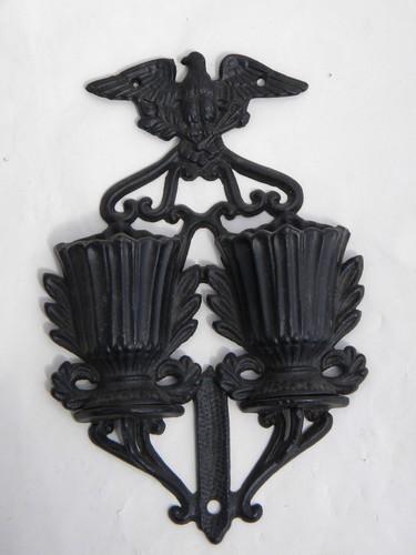 photo of federal eagle cast iron match holder, vintage wall box for kitchen matches #1