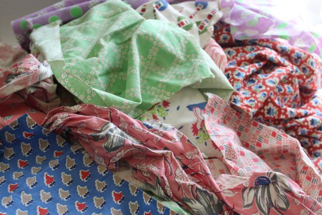 photo of feed sack prints 30s 40s 50s vintage cotton scraps bundle for quilting sewing craft projects #1