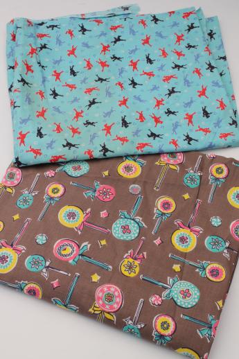 photo of feed sack prints & retro print cottons, large lot vintage cotton print fabric #2