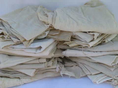 photo of feedsack fabric bag lot of 25 old cotton feed bags, vintage farm country primitives #1