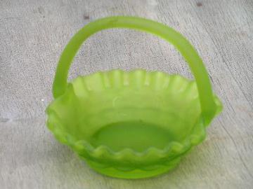 catalog photo of fenton green satin glass brides basket