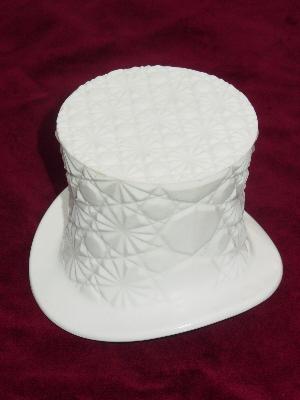 photo of fenton milk white daisy & button glass hat #1