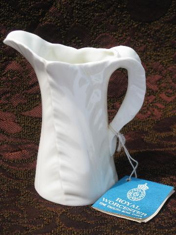 photo of fern / antique cabbage leaf Royal Worcester china cream pitcher w/ tag #1