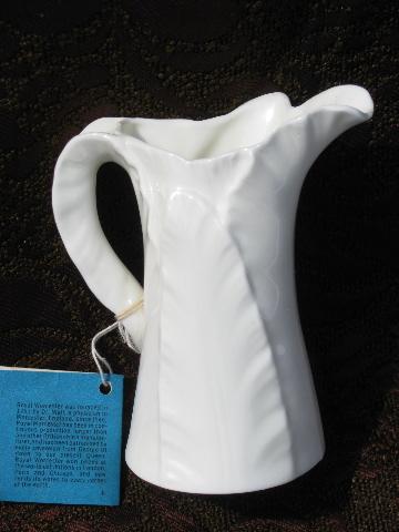 photo of fern / antique cabbage leaf Royal Worcester china cream pitcher w/ tag #2