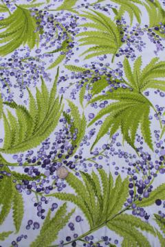 catalog photo of fern print vintage fabric, barkcloth textured cotton decorator / upholstery cloth w/ ferns