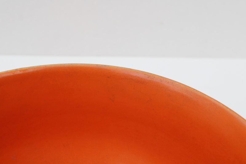 photo of fiesta orange mid-century mod vintage USA pottery kitchen mixing bowl w/ lid #5