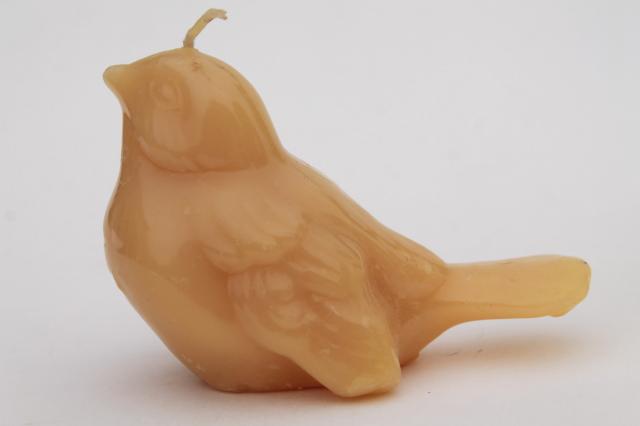 photo of figural wax bird candles, alabaster white & deep ivory colored dove candle lot #8