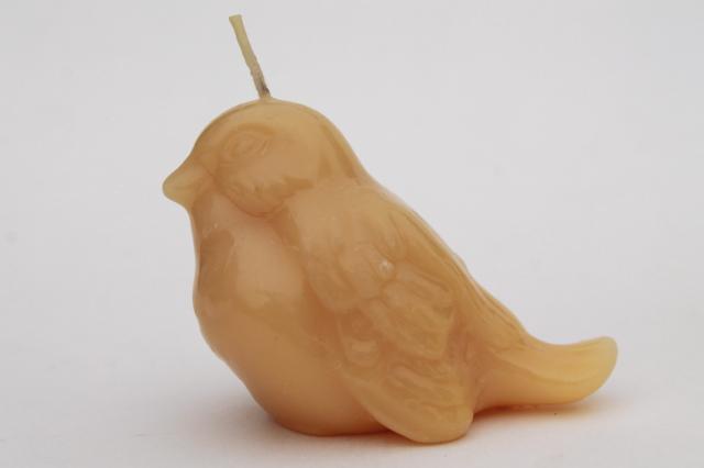 photo of figural wax bird candles, alabaster white & deep ivory colored dove candle lot #9