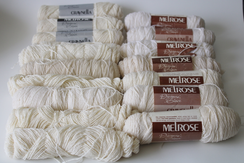 photo of fine boucle texture wool rayon blend yarn, fingering weight Melrose Cravenella ivory white #1