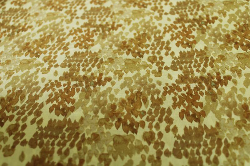 photo of fine cotton lawn fabric, Windham 'flora' print abstract in brown on golden yellow #1