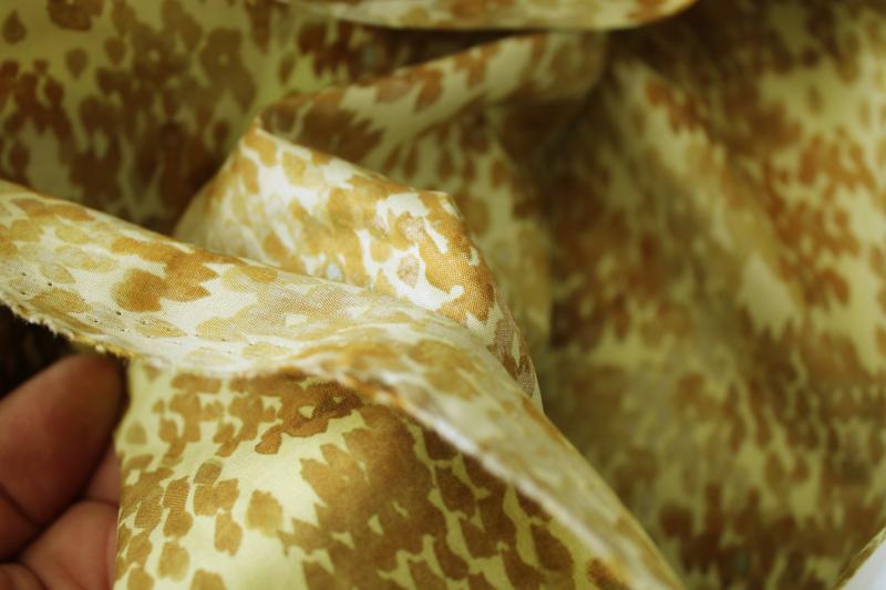 photo of fine cotton lawn fabric, Windham 'flora' print abstract in brown on golden yellow #6